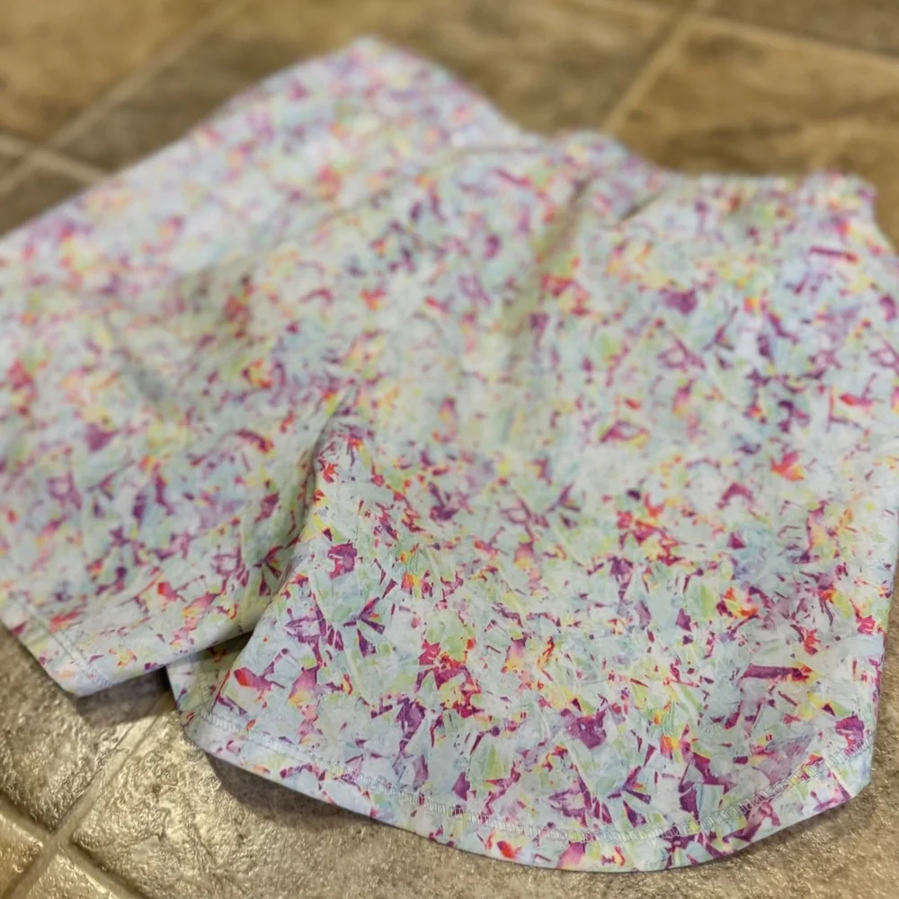 All in Motion Girls Running Shorts S 6/6X Multi Color Abstract Splatter Print